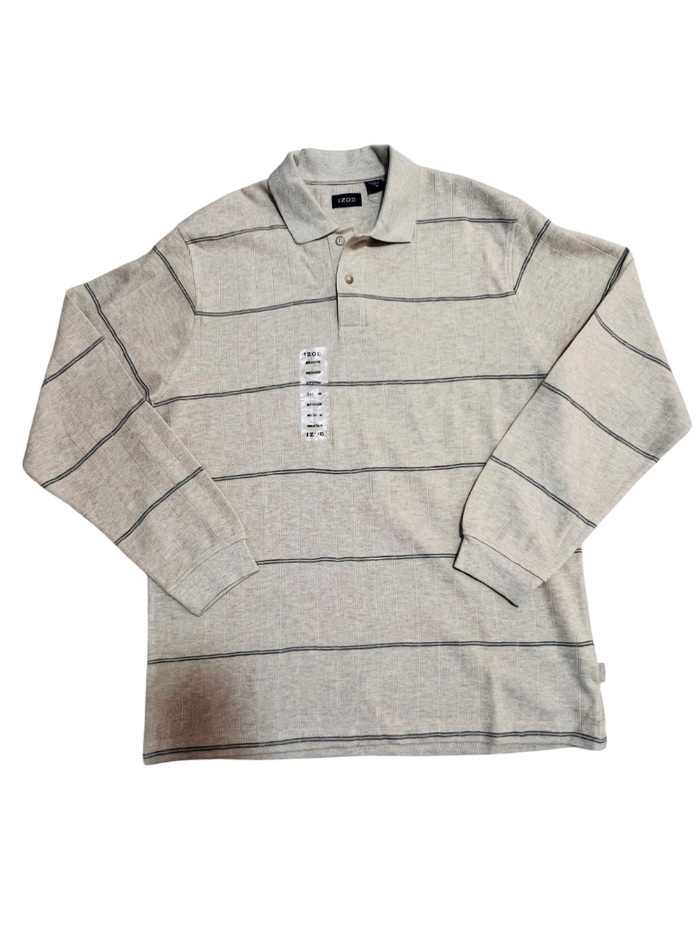 NWT IZOD Long Sleeve Polo Shirt Medium 100% Cotton